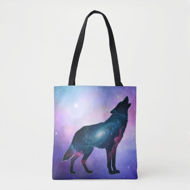 Mystical Howling Wolf Silhouette Tote (Frente)