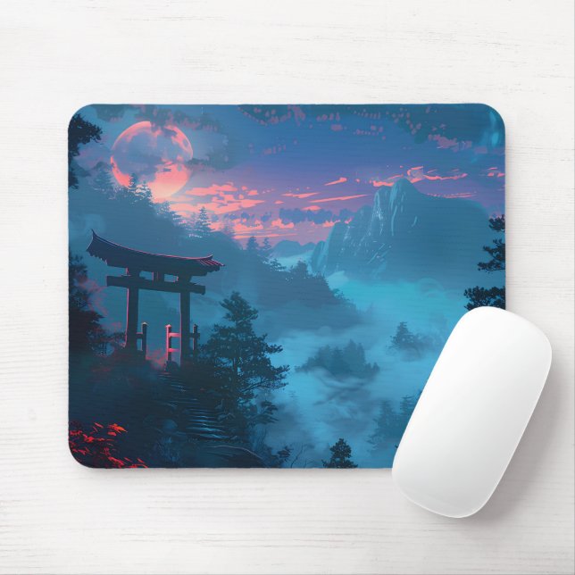 Mystical Japanese Torii Gate Mouse Pad (Com mouse)