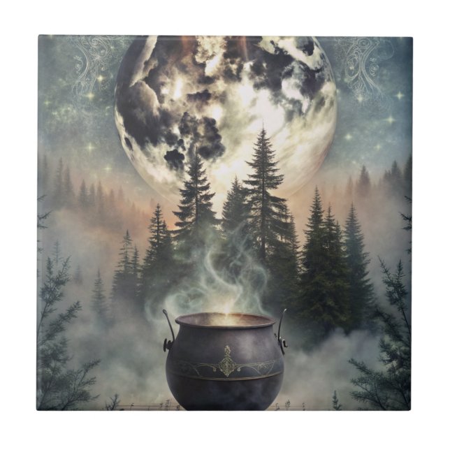 Mystical Moonlit Forest Cauldron - Arte Magica Tes (Frente)