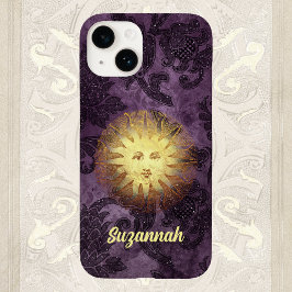 Mystical Vintage Sun Face na Brocade Puro Faux