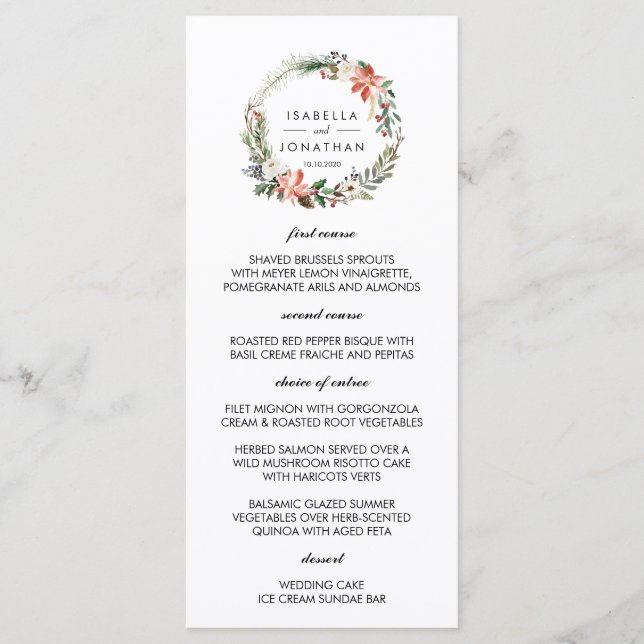 Mystical Winter | Menu de casamento (Frente)