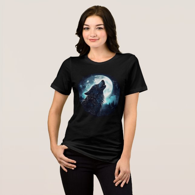 Mystical Wolf Howling at Full Moon (Frente Completa)