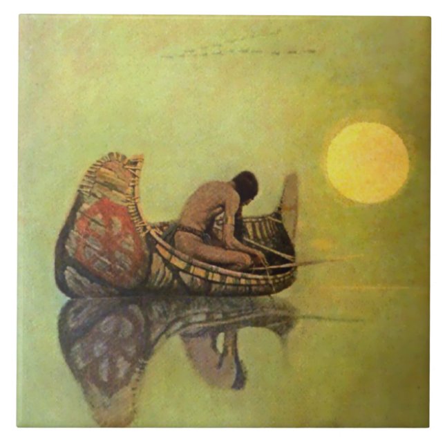 N C Wyeth Western Painting "O Pescador Silencioso" (Frente)