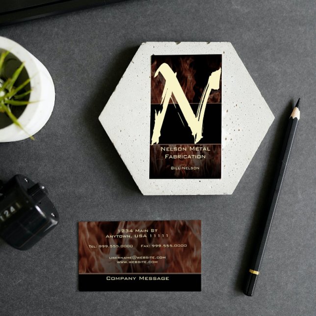 N Flame Monograma Cartão de visita (N Flame Monogram Business Card)