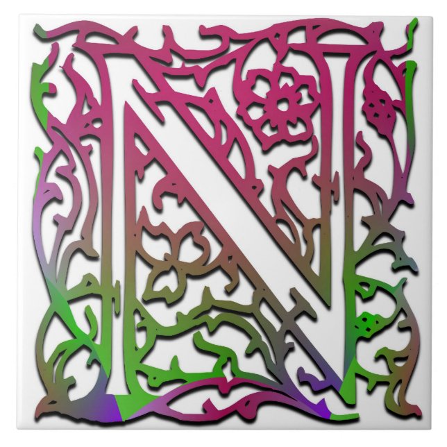 N Monograma, Azulejo cerâmico "Besque Garden" (Frente)