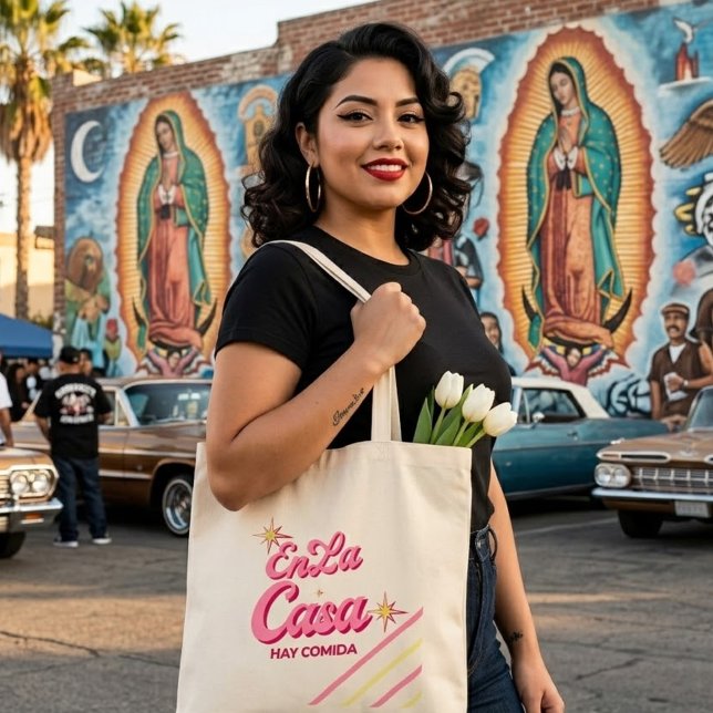 Na Casa Tem Comida Bolsa Tote | Mãe Latina Engraça (En La Casa Hay Comida Tote Bag | Funny Latina Mom)