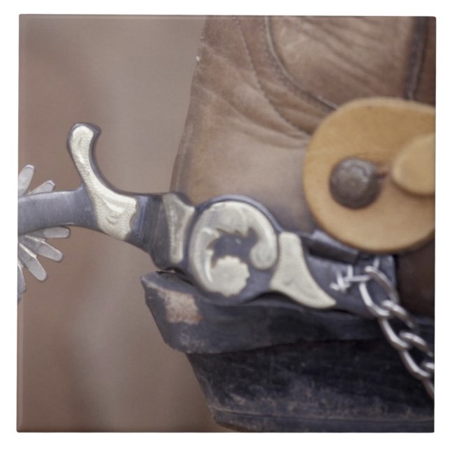 NA, EUA, Texas, Lubbock Bota e espora de cowboy (Frente)