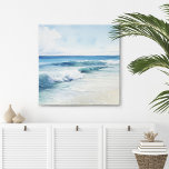 Na Impressão de Capas de Praia<br><div class="desc">Na Impressão de Pintura de Praia com matizes espantosos de areia branca e mar aqua limpo. Decoração de praia costeira com água tropical cristalina e praia arenosa. Esta impressão de pintura costeira moderna em blues oceânicos, browsers arenosos mudados e brancos é um pedaço de decoração de na moda, arte de...</div>