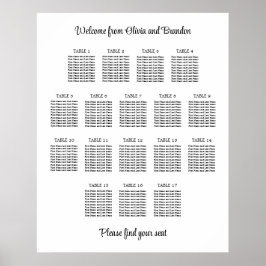 Na moda 17 Gráfico de Mesa de Casamento Poster
