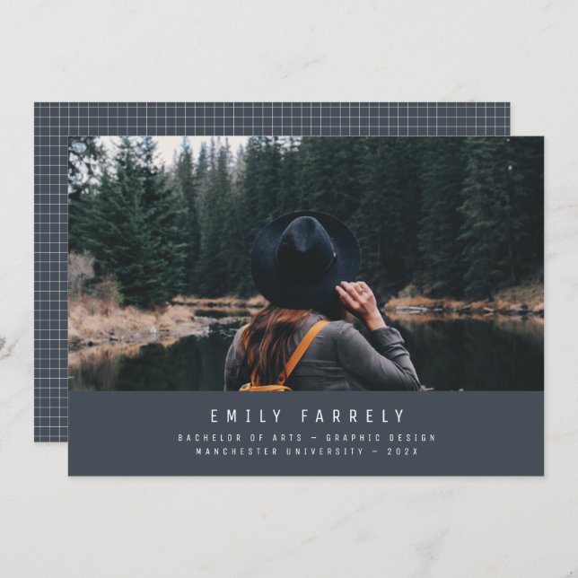 Na moda azul moderno e elegante (Frente/Verso)