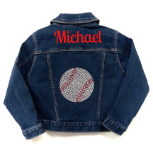 Na moda Baseball Toddler's Denim Jean Jaqueta