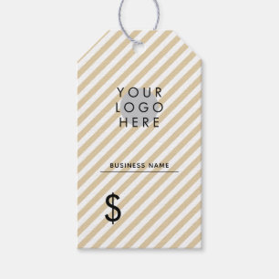 Na moda Beige branco seu logotipo Etiqueta de preç