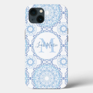 Na moda Blue Mandala Monograma Personalizado