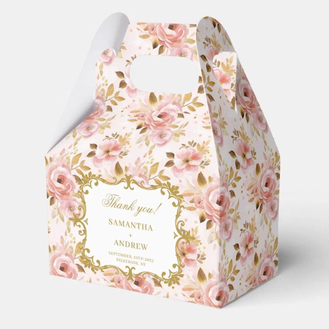 Na moda Blush Dourado Weding Caixa de agradeciment (Stylish Blush Gold Wedding Thank You Box for Guest)