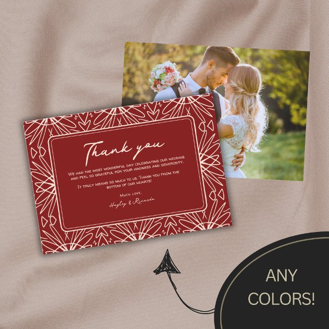 Na moda Boho Patternado Casamento Obrigado Cartões (Criador carregado)