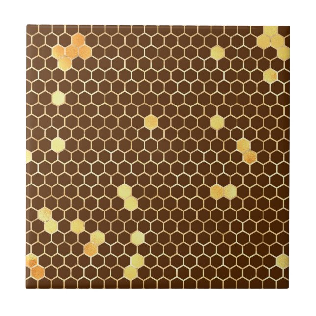 Na moda Brown Dourado Honeycomb (Frente)