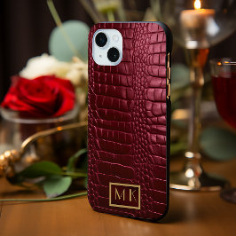 Na moda Burgundy Crocodilo Leather Monograma