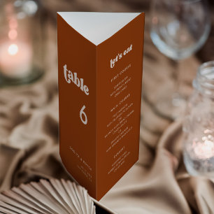 Na moda Burnt Orange Menu & Table number triplo