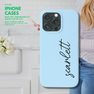 Na moda - capas de iphone azul-monograma com nome