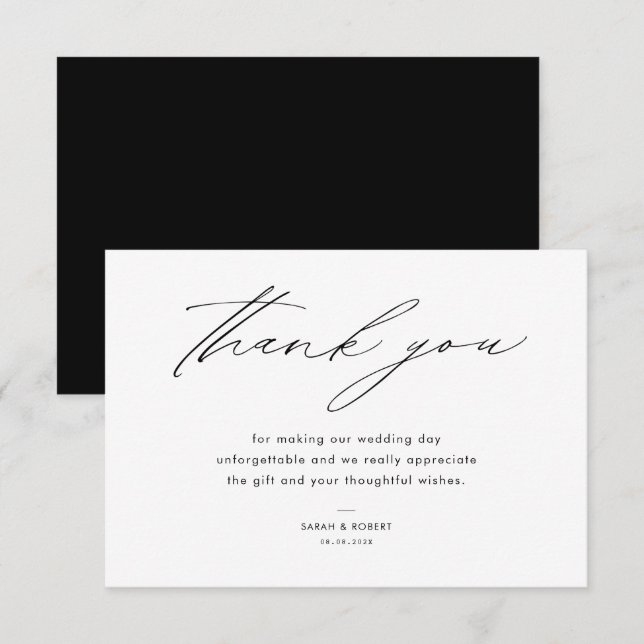 Na moda com cartões de agradecimentos de casamento (Frente/Verso)