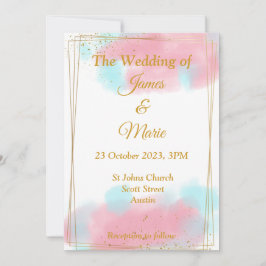 Na moda Convite de casamento, cor-de-rosa, azul