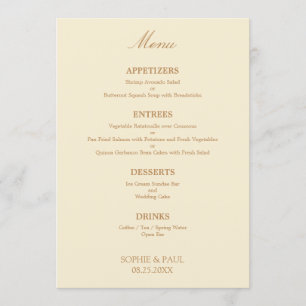Na moda Cream Beige Wedding Menu