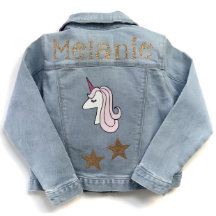Na moda Cute Unicorn Toddler's Denim Jean Jaqueta