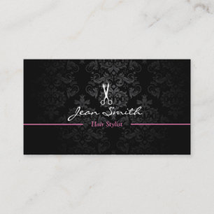 Na moda Dark Hair Stylist Cartão de visita v2