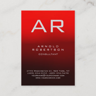 Na moda Dark Red Modern Monograma Cartão de visita