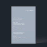 Na moda Dusty Blue Modern Wedn Menu<br><div class="desc">Menu moderno de casamento com um design simples mas elegante.</div>