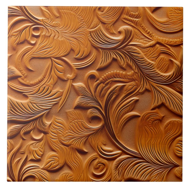 Na moda Elegante Camel Brown Faux Couro Emboscada (Frente)