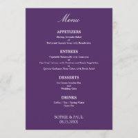 Na moda Elegante Dark Purple Weding Menu
