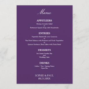 Na moda Elegante Dark Purple Weding Menu