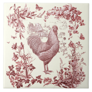 Na moda Elegante Galo Vermelho Floral do Rooster V