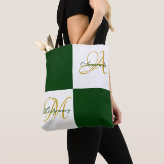 Na moda Elegante Moderno Monograma Verde Bolsa ini