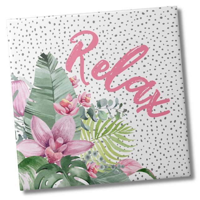 Na moda Floral Watercolor Tropical (Cute Trendy Dot Relax Floral Watercolor Tropical Ceramic Tile)