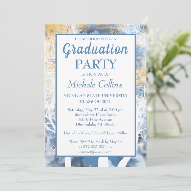 Na moda Forest Sunset Convite de festas (Em pé/Frente)