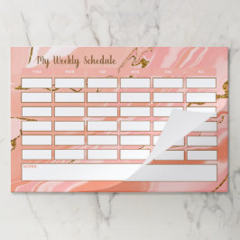 Na moda Girly Pink Dourado Marble School Schedule