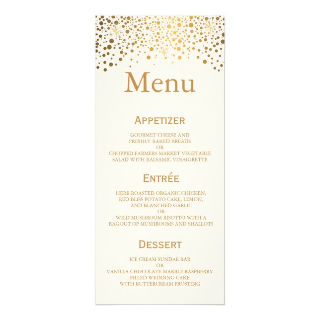 Na moda Gold Foil Confetti Pontos - Menu (Frente)