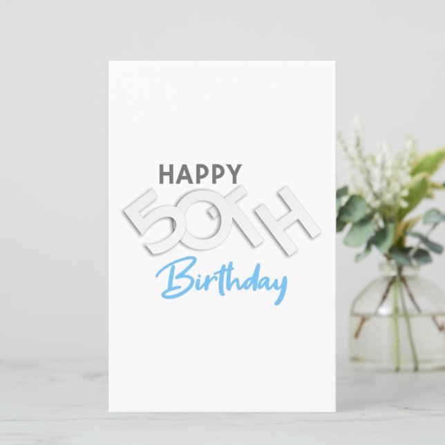 Na moda Happy 50th Birthday Typografia (Em pé/Frente)