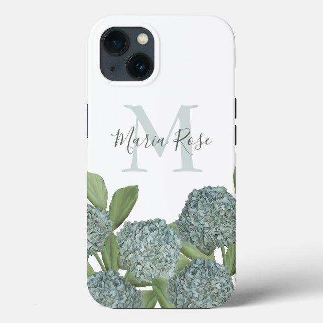 Na moda Hydrangea Floral Monograma Personalizado (Verso)