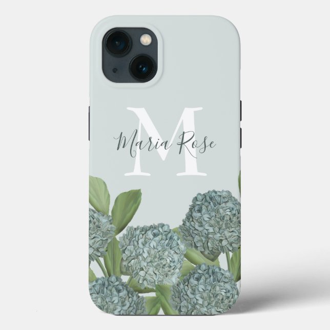 Na moda Hydrangea Floral Monograma Personalizado (Verso)