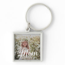 Na moda Mãe Tipografia Foto e Nome Chaveiro