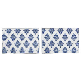 Na moda Marinho Azul e Damasco Branco Padrão