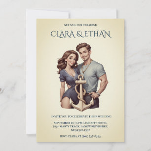 na moda mínimo de convites para casamento náutico