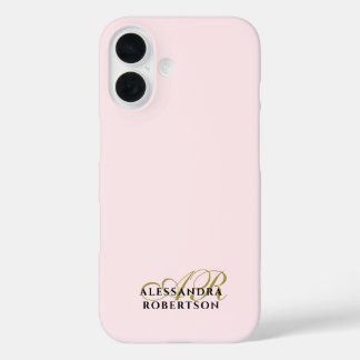 Na moda Mínimo Preto Dourado Rosa Monograma Pastel