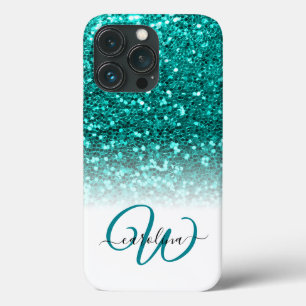 Na moda monograma aqua nome da brilha branca