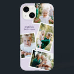 Na moda multi-família de fotos de cor roxa<br><div class="desc">Design de capa de telefone eletrônica da família de fotos múltipla na moda moderna. Aniversário ideal, Natal, dia de as mães ou design Dia de os pais. A cor lilás roxa pode ser alterada.</div>