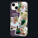 Na moda multifamília de fotos roxa<br><div class="desc">Design de capa de telefone eletrônica da família de fotos múltipla na moda moderna. Aniversário ideal,  Natal,  dia de as mães ou design Dia de os pais. A cor roxa pode ser alterada.</div>