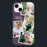 Na moda multifamília de fotos roxa<br><div class="desc">Design de capa de telefone eletrônica da família de fotos múltipla na moda moderna. Aniversário ideal,  Natal,  dia de as mães ou design Dia de os pais. A cor roxa pode ser alterada.</div>